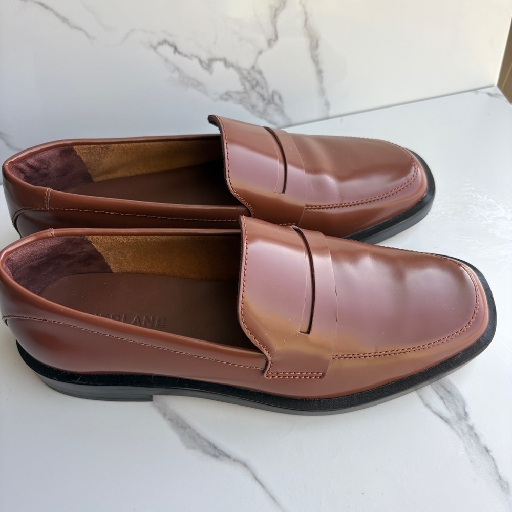 Everlane sz 5.5 The Penny Loafer Rum Brown Leather slip-on Classic square toe - Picture 3 of 12